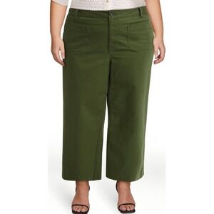 Free‎ Assembly Womens High Rise Cropped Wide Leg Pants Green Leaf Size XXL (20)